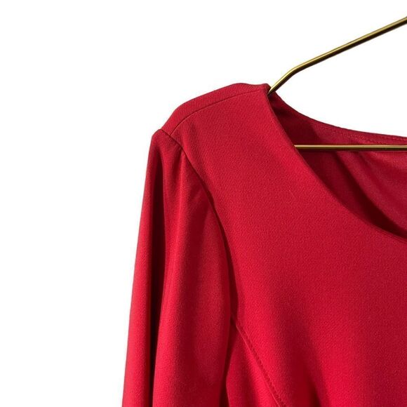 White House Black Market Body Perfecting Bright Red Sheath Dress Size 14 - Picture 4 of 9